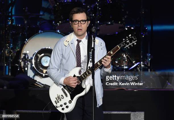 Rivers Cuomo of Weezer performs onstage during KROQ Almost Acoustic Christmas 2017 at The Forum on December 10, 2017 in Inglewood, California.