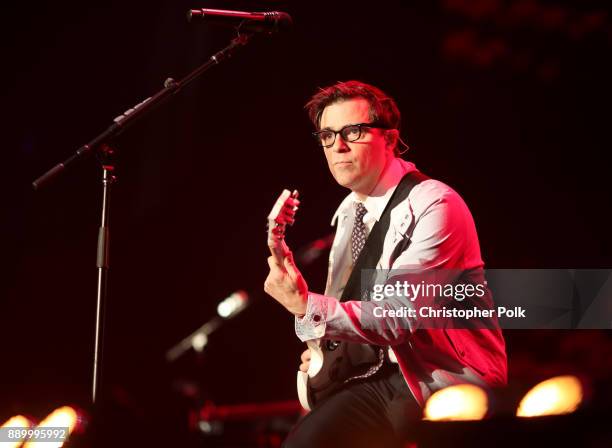 Rivers Cuomo of Weezer performs onstage during KROQ Almost Acoustic Christmas 2017 at The Forum on December 10, 2017 in Inglewood, California.