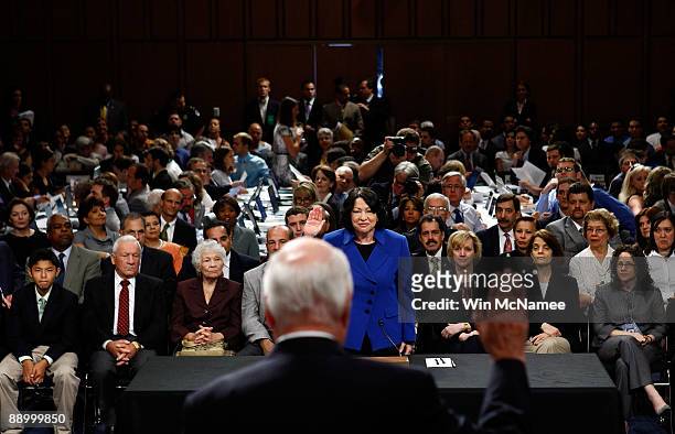 Supreme Court nominee Judge Sonia Sotomayor is sworn in by committee chairman Sen. Patrick Leahy during her confirmation hearing before the Senate...