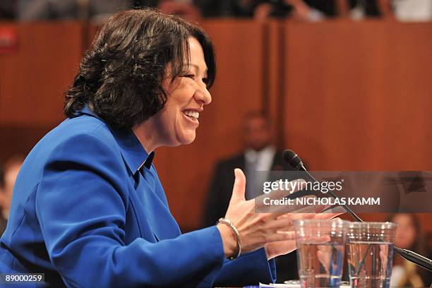 Supreme Court nominee Judge Sonia Sotomayor addresses the panel during her confirmation hearing before the Senate Judiciary Committee July 13, 2009...