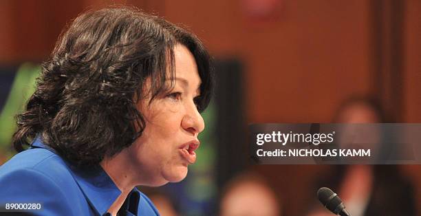 Supreme Court nominee Judge Sonia Sotomayor addresses the panel during her confirmation hearing before the Senate Judiciary Committee July 13, 2009...