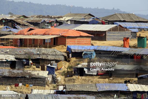 View of bamboo shelters at a refugee camp where Rohingya people, fled from oppression within ongoing military operations in Myanmars Rakhine state,...