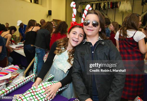 Brooklyn and Bryson Robinson attend Chandler's Friends Toy Drive And Wrapping Party at Los Angeles Ballet Academy on December 10, 2017 in Encino,...