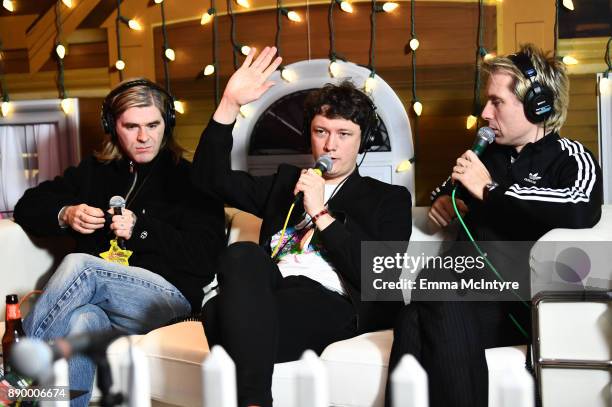 Paul Thomson, Julian Corrie and Alex Kapranos of Franz Ferdinand speaks during an interview at KROQ Almost Acoustic Christmas 2017 at The Forum on...