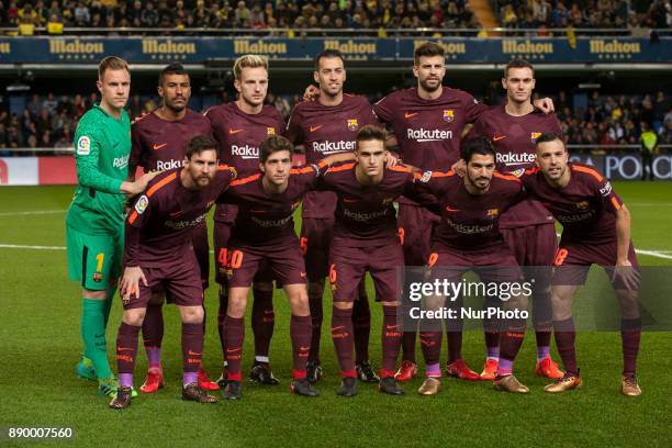 Line up Of FC Barcelona during the match between Villarreal CF against FC Barcelona, week 15 of La Liga 2017/18 at Ceramica stadium, Villarreal,...