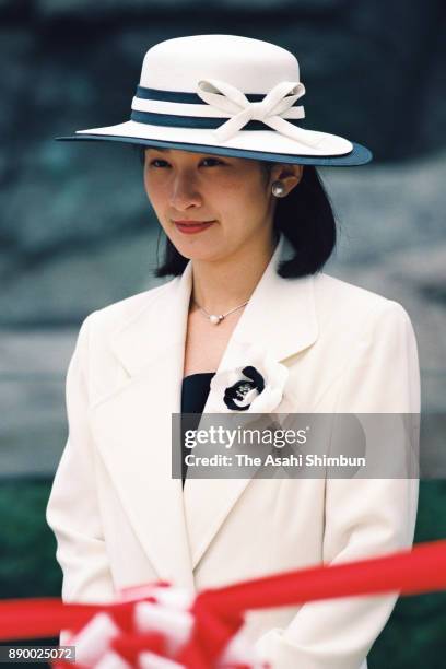 Princess Kiko of Akishino attends the opening ceremony of the Hakkeijima Sea Paradise on May 8, 1993 in Yokohama, Kanagawa, Japan.