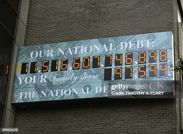 The National Debt Clock in midtown New York July 13, 2009 . The federal deficit has topped $1 trillion for the first time ever and could grow to...