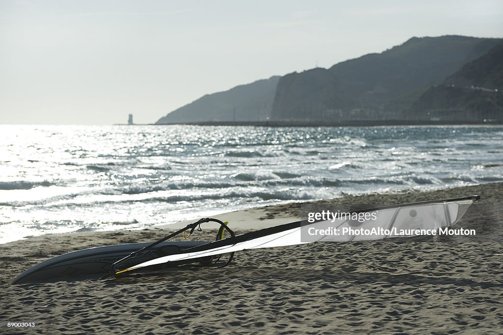 Windsurf board on beach