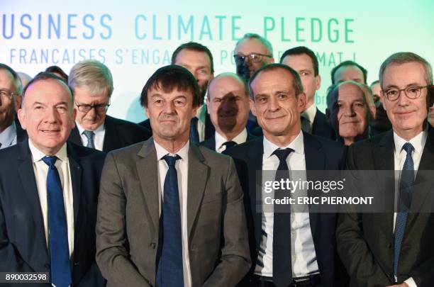 French Employers Association Medef's President, Pierre Gattaz, French Minister for the Ecological and Inclusive Transition, Nicolas Hulot, President...
