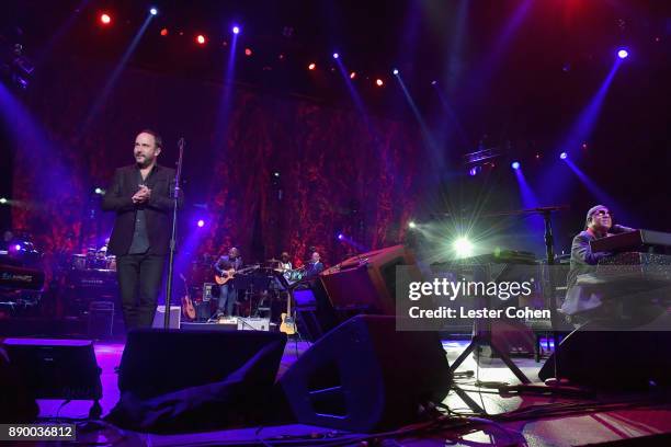 Dave Matthews and Stevie Wonder perform onstage during Stevie's 21st Annual House Full of Toys Benefit Concert at Staples Center on December 10, 2017...