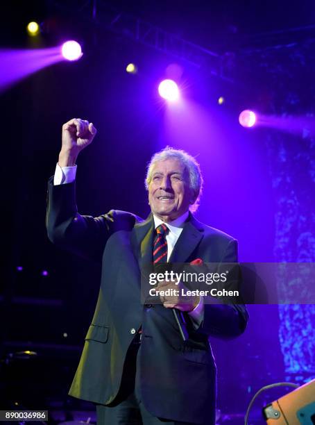 Tony Bennett performs onstage during Stevie's 21st Annual House Full of Toys Benefit Concert at Staples Center on December 10, 2017 in Los Angeles,...