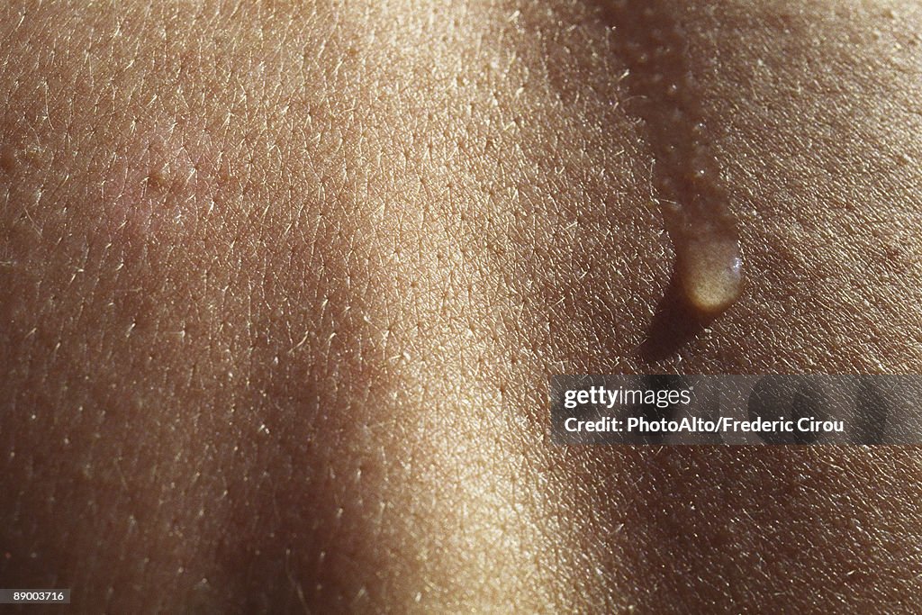 Perspiration on skin, extreme close-up