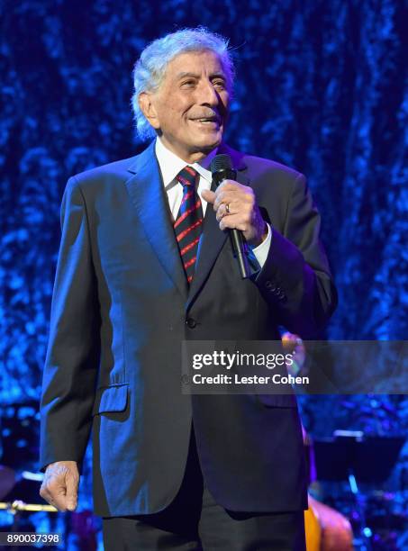 Tony Bennett performs onstage during Stevie's 21st Annual House Full of Toys Benefit Concert at Staples Center on December 10, 2017 in Los Angeles,...