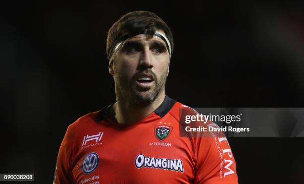 Juan Fernandez Lobbe of Toulon looks on during the European Rugby Champions Cup match between RC Toulon and Bath Rugby at Stade Felix Mayol on...