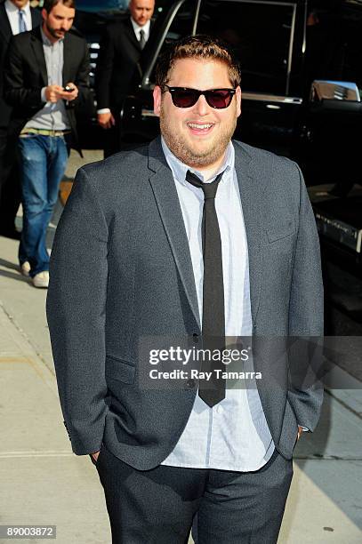 Actor Jonah Hill visits the "Late Show with David Letterman" at the Ed Sullivan Theater on July 13, 2009 in New York City.