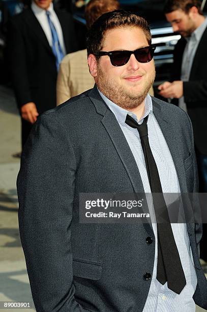 Actor Jonah Hill visits the "Late Show with David Letterman" at the Ed Sullivan Theater on July 13, 2009 in New York City.