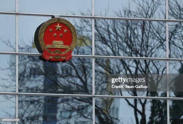 The Chinese Embassy stands on December 11, 2017 in Berlin, Germany. Hans-Georg Maassen, the head of the German intelligence service, the BvG , has...