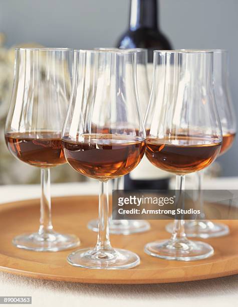 glasses of tawny port - sweet wine stock-fotos und bilder