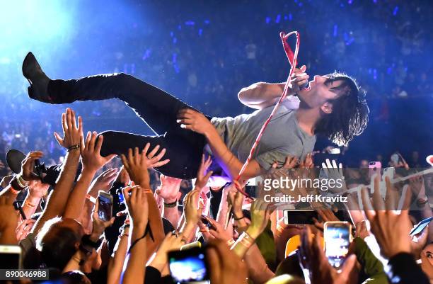 Thomas Mars of Phoenix performs at the KROQ Almost Acoustic Christmas 2017 - Night 1 on December 10, 2017 at the Forum in Los Angeles, CA.