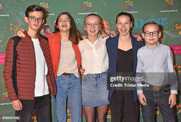 Eloi Christ, Nina Goceva, Paula Donath, Mina Ruefferm and Caspar Krzysch attend the 'Burg Schreckenstein 2' premiere on December 10, 2017 in Berlin,...