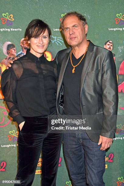 Sophie Rois and Uwe Ochsenknecht attend the 'Burg Schreckenstein 2' premiere on December 10, 2017 in Berlin, Germany.