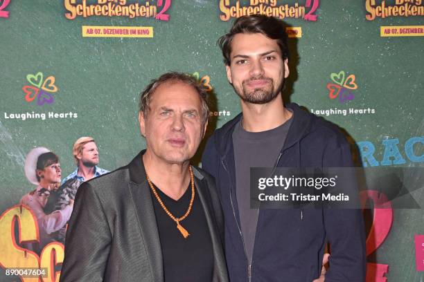 Uwe Ochsenknecht and his son Jimi Blue Ochsenknecht attend the 'Burg Schreckenstein 2' premiere on December 10, 2017 in Berlin, Germany.