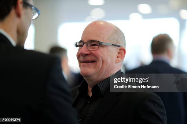 Siegfried Dietrich of 1. FFC Frankfurt smiles prior to the Extraordinary DFB Bundestag at Messe Frankfurt on December 8, 2017 in Frankfurt am Main,...