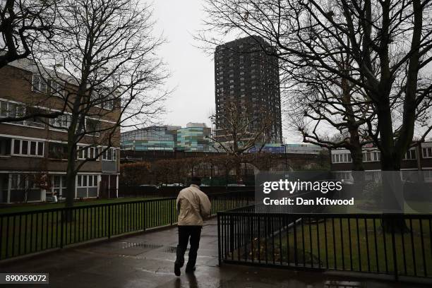 General view of the burnt out Grenfell Tower on December 11, 2017 in London, England. An inquiry into the Grenfell Tower fire was is due to open for...