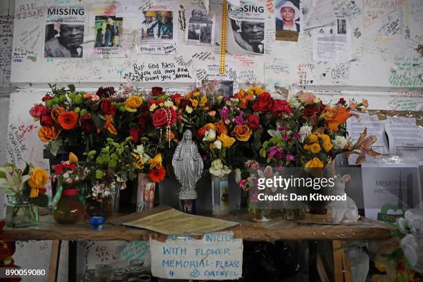 Tributes still stand near Grenfell Tower on December 11, 2017 in London, England. An inquiry into the Grenfell Tower fire was is due to open for two...