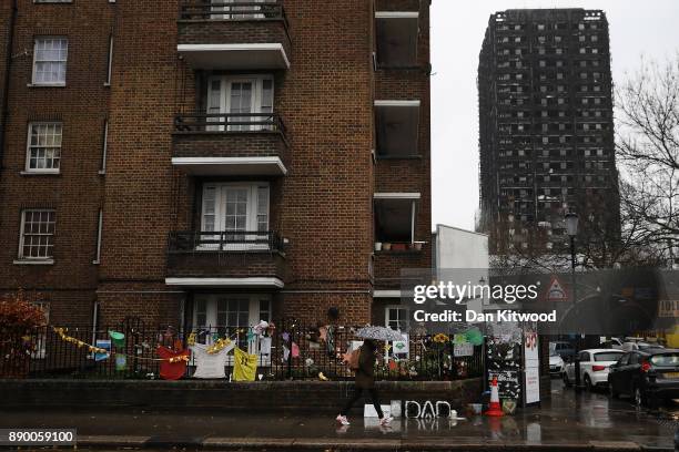 General view of the burnt out Grenfell Tower on December 11, 2017 in London, England. An inquiry into the Grenfell Tower fire was is due to open for...