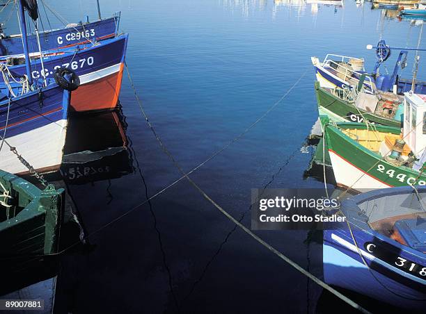 boats in harbor in concarneau, france - concarneau stock pictures, royalty-free photos & images