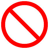 NO SIGN. Empty red crossed out circle. Vector icon
