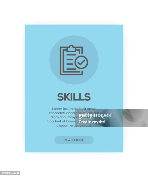 skills concept - learning objectives infographic stock illustrations