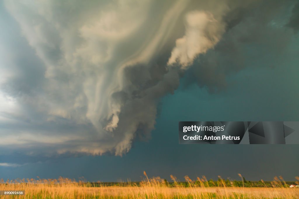 Thundercloud at sunset