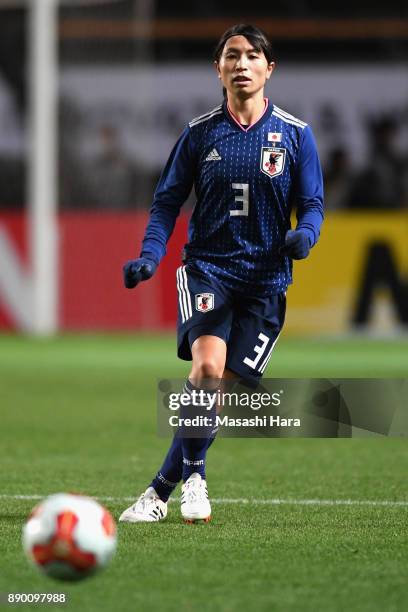 Aya Sameshima of Japan in action during the EAFF E-1 Women's Football Championship between Japan and China at Fukuda Denshi Arena on December 11,...