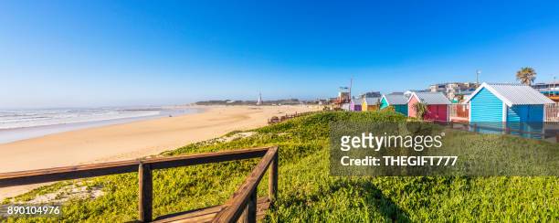 jeffreys bay beach panorama in the eastern cape coast - jeffreys bay stock pictures, royalty-free photos & images
