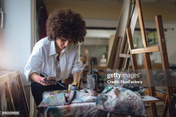 female painter - fine art painting stock pictures, royalty-free photos & images