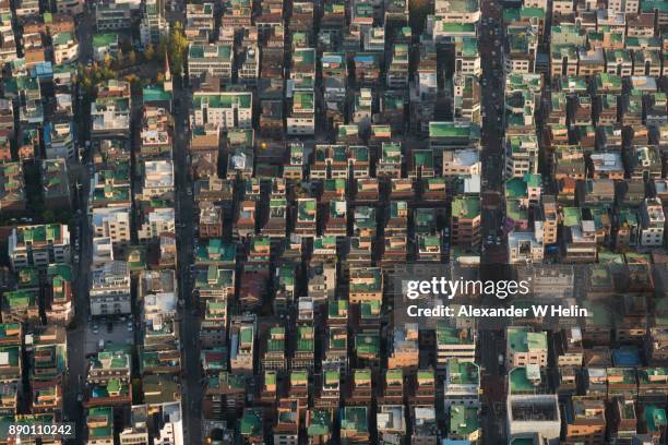 crowded - seoul aerial stock pictures, royalty-free photos & images