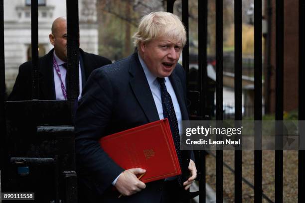 Foreign Secretary Boris Johnson arrives in Downing Street, ahead of a cabinet meeting on December 11, 2017 in London, England.