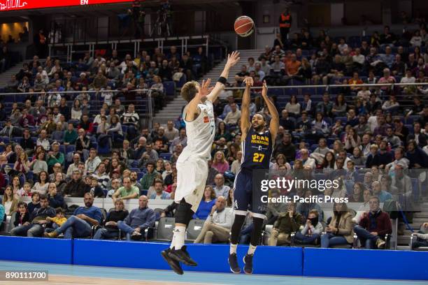 Sadiel Rojas and Luka Doncic during Real Madrid victory over UCAM Murcia in Liga Endesa regular season game celebrated in Madrid at Wizink Center....