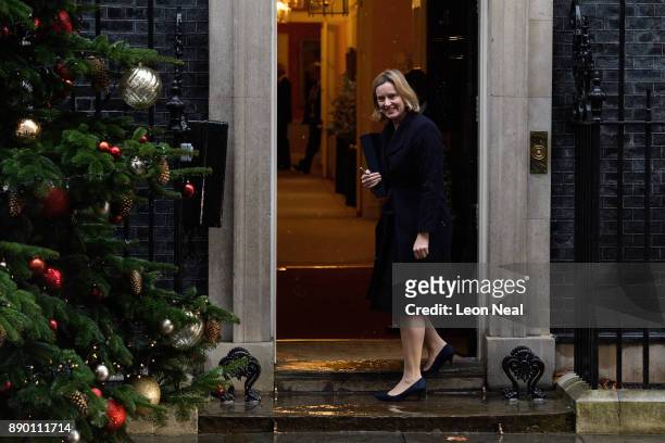 Home Secretary Amber Rudd arrives in Downing Street, ahead of a cabinet meeting on December 11, 2017 in London, England.