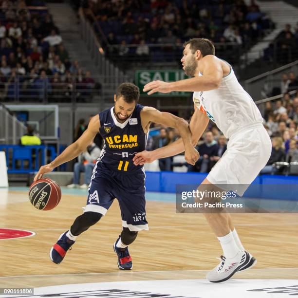 Clevin Hannah during Real Madrid victory over UCAM Murcia in Liga Endesa regular season game celebrated in Madrid at Wizink Center. December 10th...