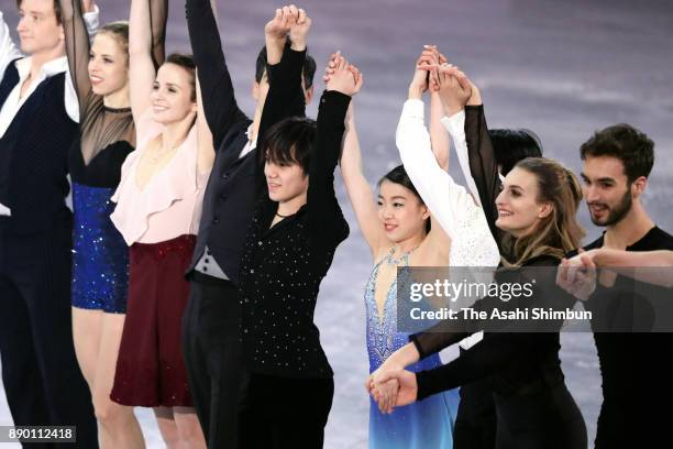 Skaters applaud fans after the gala exhibition during day four of the ISU Junior & Senior Grand Prix of Figure Skating Final at Nippon Gaishi Arena...