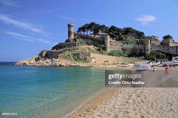 beach at tossa de mar, catalonia, spain - tossa de mar bildbanksfoton och bilder