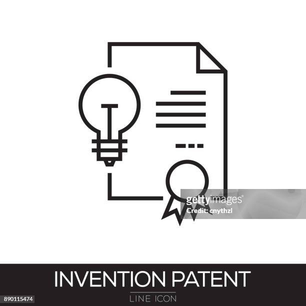 erfindung patent liniensymbol - patenturkunde stock-grafiken, -clipart, -cartoons und -symbole