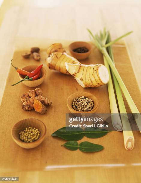 assortment of ingredients - mauritius papeda stockfoto's en -beelden