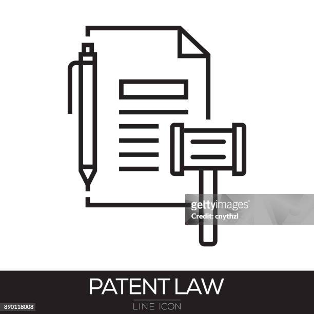 patentrecht liniensymbol - vertragsurkunde stock-grafiken, -clipart, -cartoons und -symbole