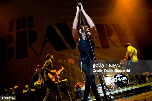 John Conway, Mike Hindert, Sam Endicott, Anthony Burulcich and Michael Zakarin of The Bravery perform on stage at the United Center on July 13, 2009...