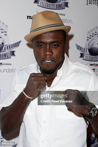 Andre Berto attends the 3rd annual Matt Leinart Foundation celebrity bowl at Lucky Strike Bowling Alley on July 13, 2009 in Hollywood, California.