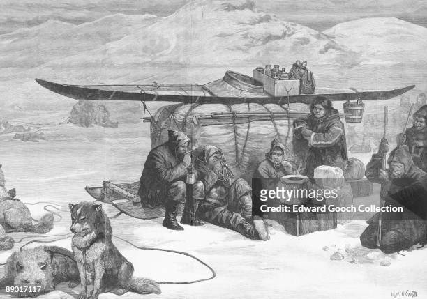 The noonday rest of Lieutenant Frederick Schwatka's party under Divide Hill, whilst in search of missing Arctic explorer John Franklin and his team,...